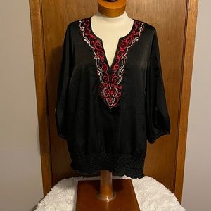 Lane Bryant Black VNeck Woman's Plus Size Blouse Size 14